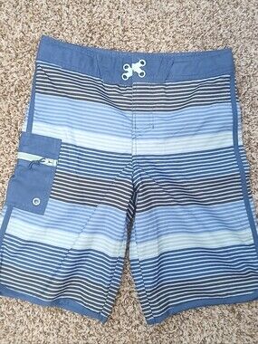 Art Class Boys Blue Stripe Board Shorts Swim Shorts Size 14